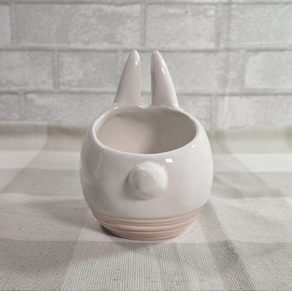 Small Ceramic Easter Bunny Rabbit Spring 6" White Pink Planter Creative Co-op - Picture 3 of 7